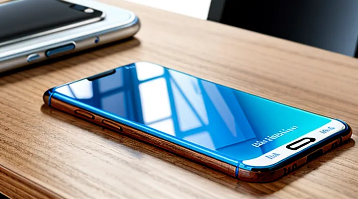 Знак портала Госуслуг на экране телефона